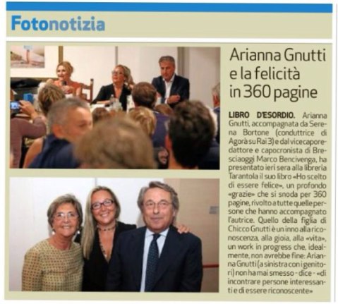 Bresciaoggi 14.09.2014 Arianna Gnutti - ho scelto di essere felice - 